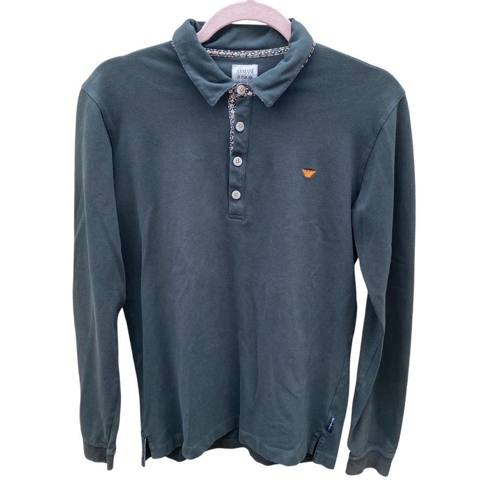 Armani Jr Olive Green Polo Shirt Boys 16 Classic Preppy